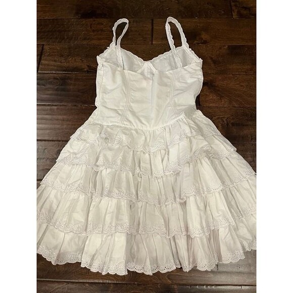 Vintage Betsey Johnson Dress Tiered Eyelet White Ruffles size 8 Cottagecore Boho - Picture 10 of 11